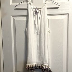 Alya white tank with adorable tassels Size XS